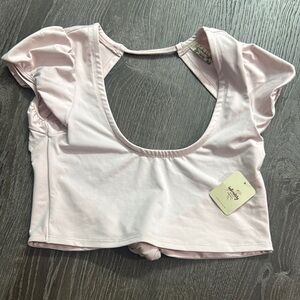 Free people Pink Crop Top with Cut Out Design